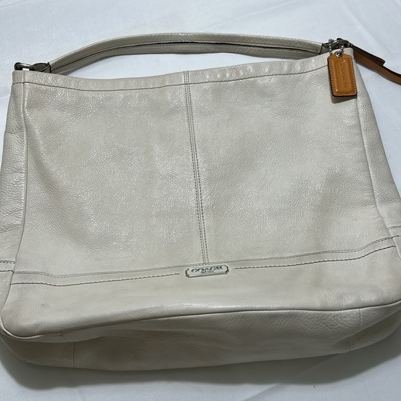 Coach Leather Bag with White and Orange Accents 14 x 13 - Picture 1 of 8